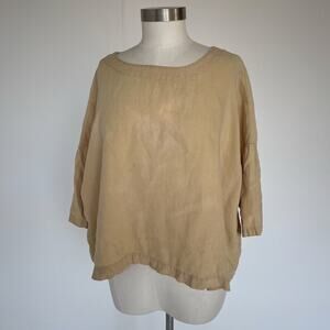 Not Perfect Linen OLD LONDON Oversized Linen Top Natural Fiber One Size Minimal